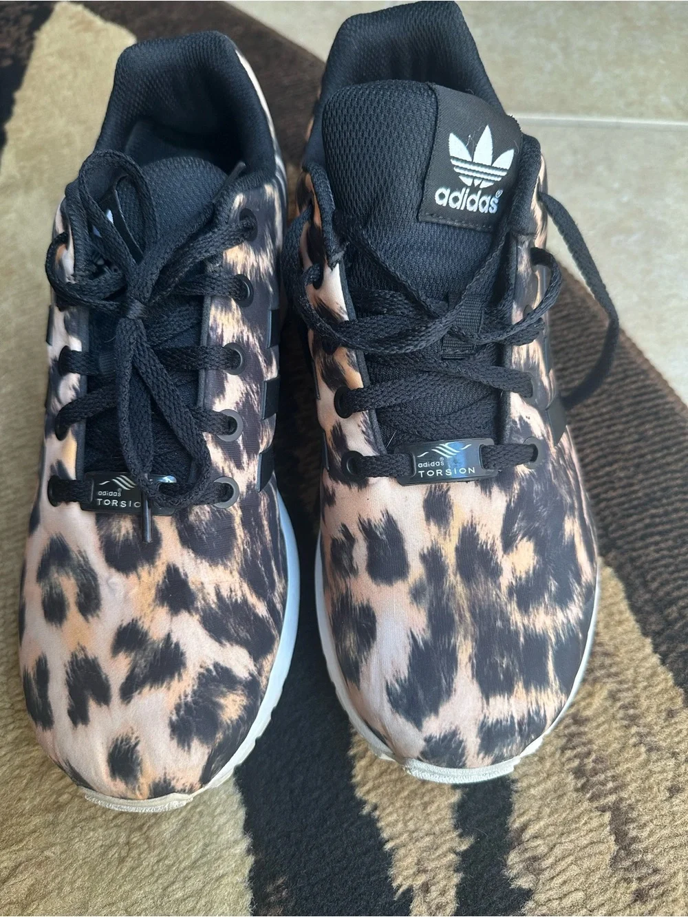 adidas Leopard Print Torsion Sneakers - Black & Tan